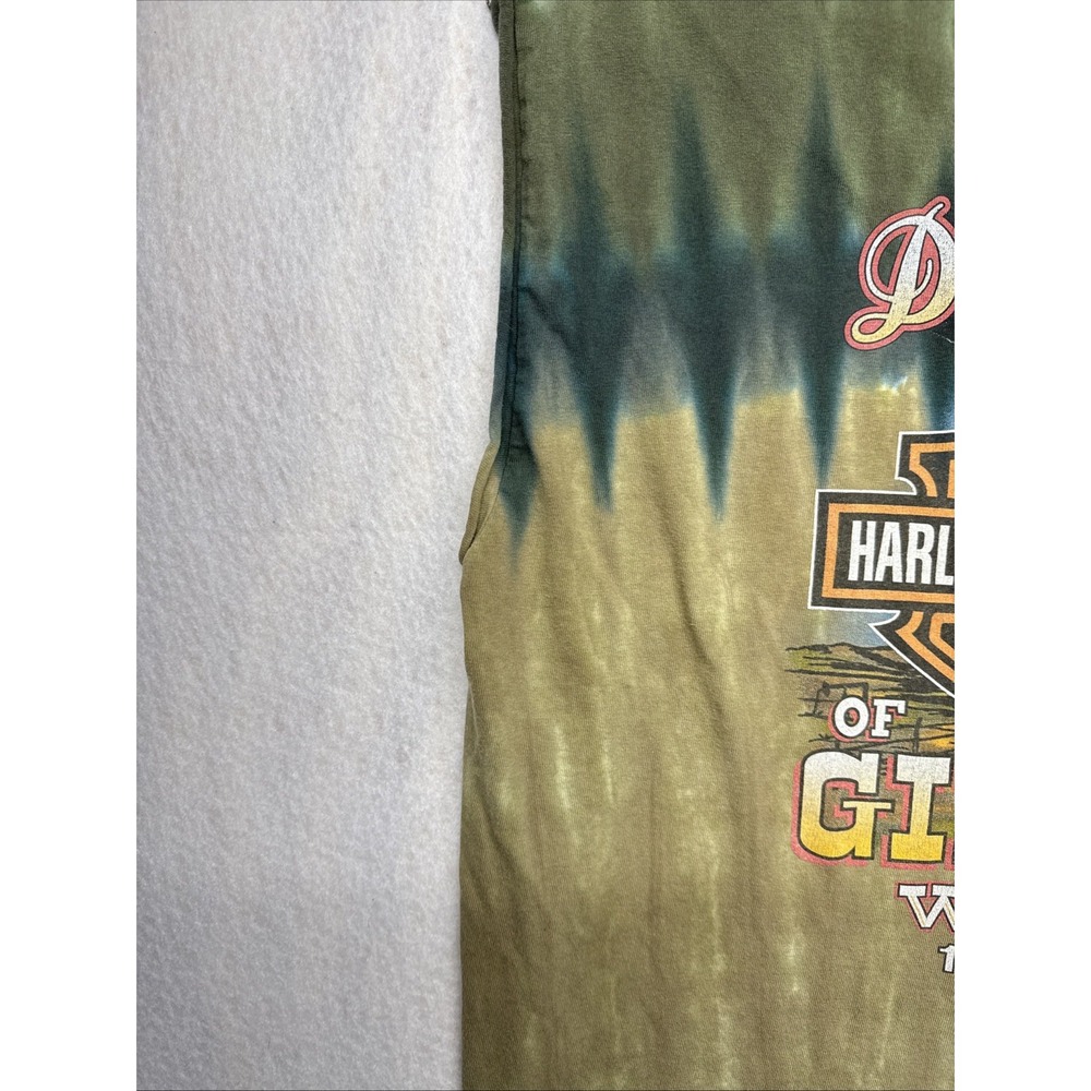 Harley-Davidson Gillette Wyoming Tie Dye Muscle Tee Mens 2XL Green R.K. Stratman - Picture 7 of 16